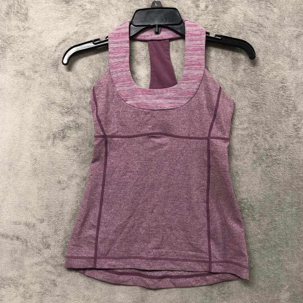 Lululemon Women's Yoga Halter Tank Top Shirt Size 4 Purple Nylon Stretch